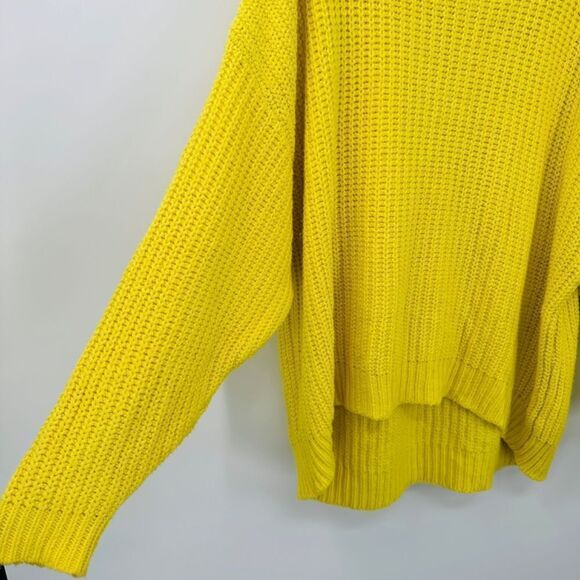 Free People Size Small Oversized Swim Too Deep Lemon Yellow Cowl Neck Sweater - Picture 8 of 12